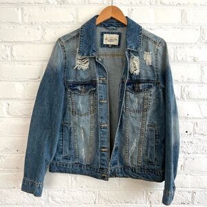 Distressed Denim Jacket by Ashley Vintage Charm - Medium